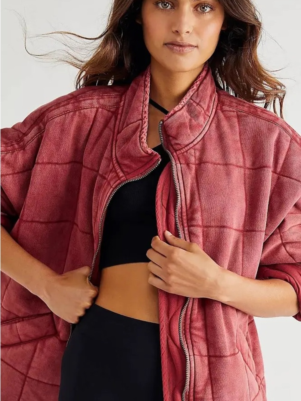 Free People Dolman Red Quilted Jacket